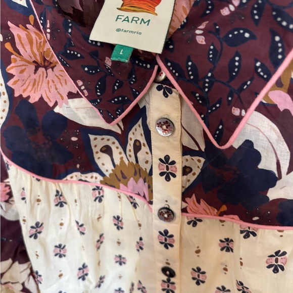 Farm Rio Ainika Chill Cotton Blouse, Size L - Picture 3 of 5